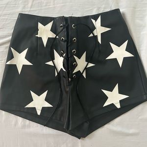 Leather star shorts